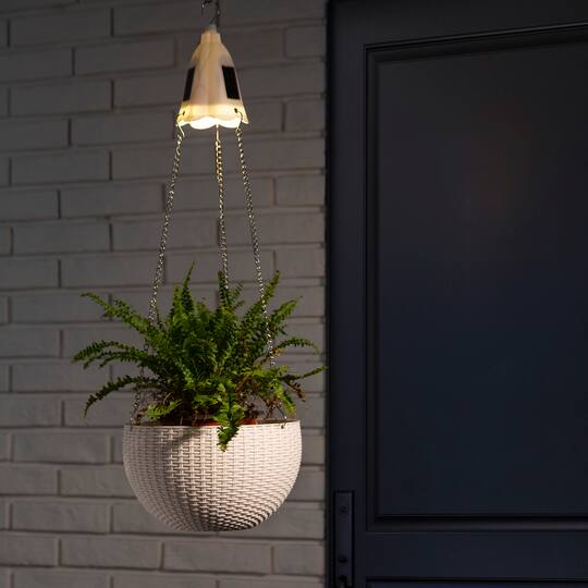 Glitzhome® 30" Solar Lighted Plastic Hanging Planter